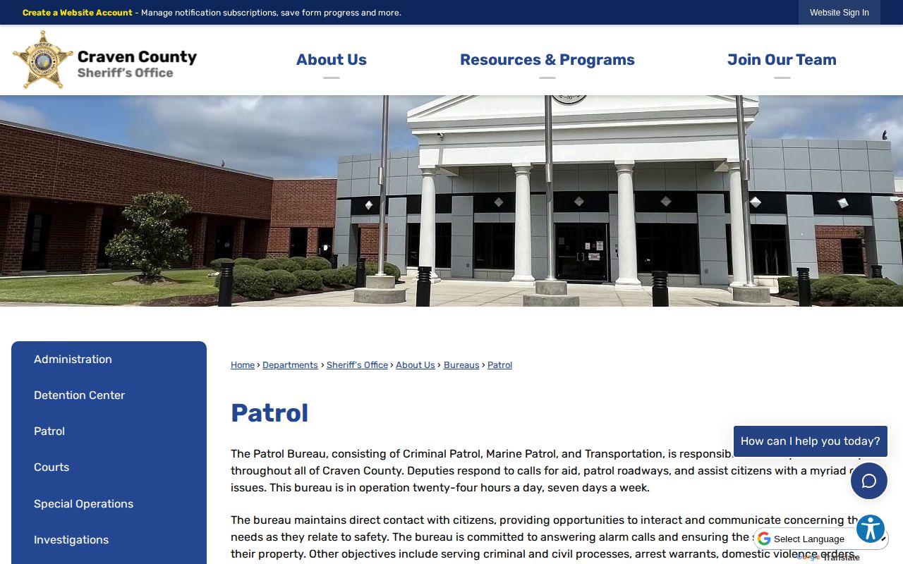 Craven County Sheriff patrol and warrant-service source